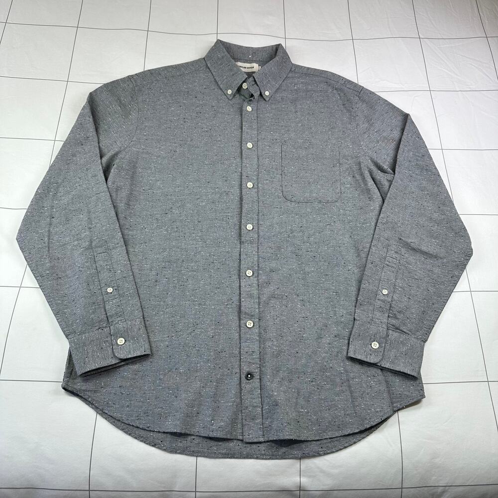 Taylor Stitch Shirt Mens XLarge 44 Gray Organic Cotton Long Sleeve Button Down